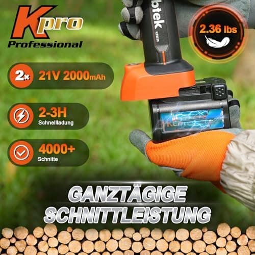 Kebtek KT 9035 Akku Astschere 21V für Garten Elektrisch Buchsbaumschere Teleskopstiel