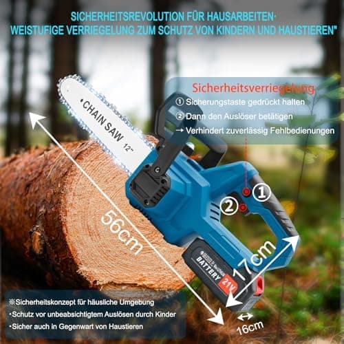 BIAOQINBO Akku Kettensäge, 12 Zoll Tragbar für Gartenarbeiten(Blau)  
BIAOQINBO Akku Kettensäge 21v für Schneiden von Äs