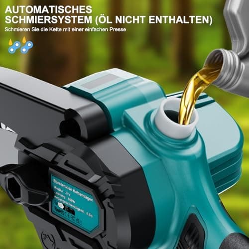 Olubfdh Mini Kettensäge Akku 4000mAh für Gartenarbeiten und Holzschneiderei