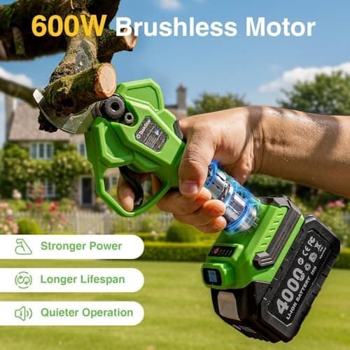 TaskStar Akku Gartenschere 2-in-1: Teleskopstange bis 4,5 m, 2 x 4000mAh Batterie, Bürstenloser Motor, 4 modi Klinge für