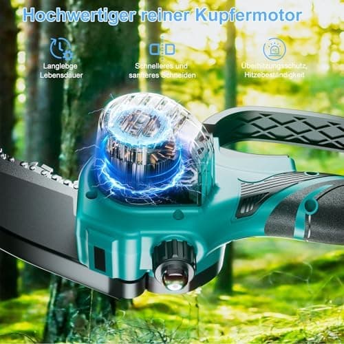 Olubfdh Mini Kettensäge Akku 4000mAh für Gartenarbeiten und Holzschneiderei