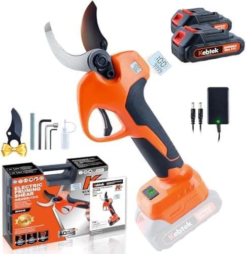 Kebtek Akku Astschere 40mm Profi 4000mAh Batterie für Gartenbau Buchsbaumrosenschere Elektrisch Elektrische Gartenschere