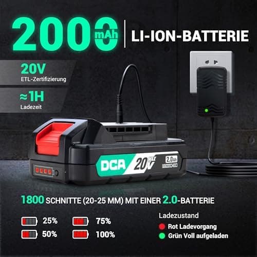 DCA Akku Astschere 20V - Elektrische Baumschere mit Safety-Sleeve für Profis und Hobbygärtner
| DCA 20V Astschere - Por