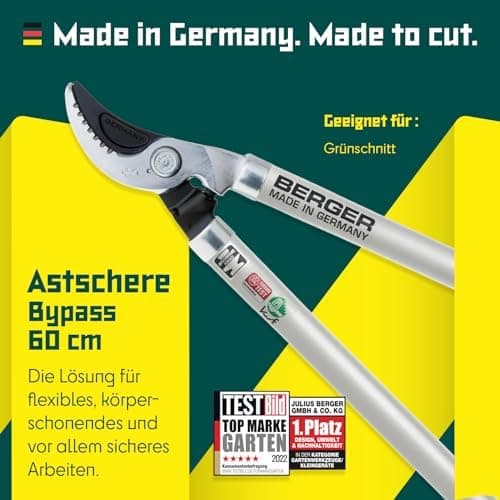 Berger Astschere Bypass Klassik 4200 Antihaftscharnier klingelos länglich Anschlagdämpfer 60cm