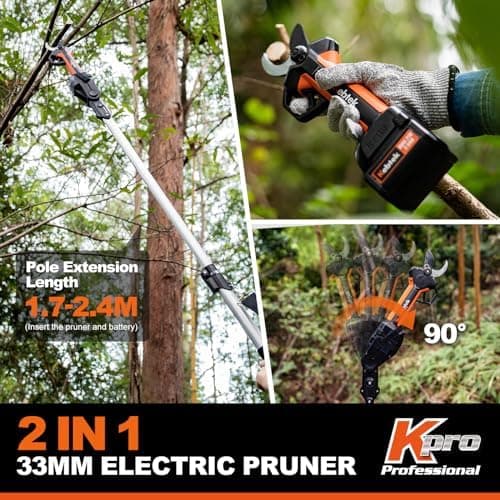 Professionelle Akku-Astschere 33MM Heavy Duty für Profis mit 2Ah Akkus und Bürstenloser Motor