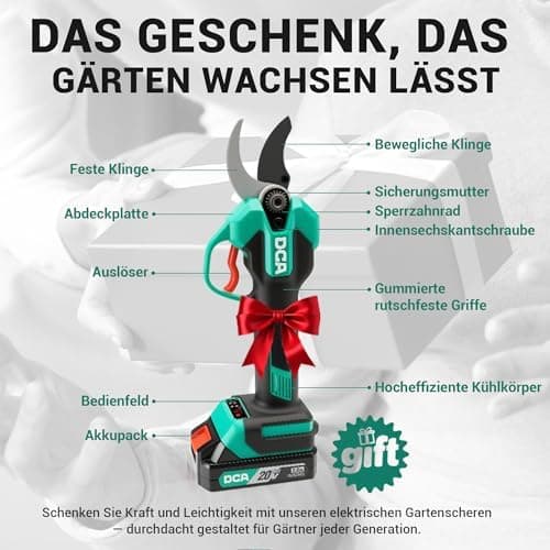 DCA Akku Astschere 20V - Elektrische Baumschere mit Safety-Sleeve für Profis und Hobbygärtner
| DCA 20V Astschere - Por