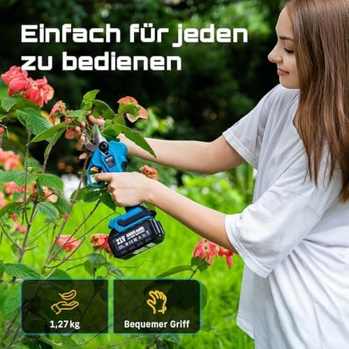 SEESII Akku Astschere CS440 – Bürstenloses elektrisches Gartengerät mit SK5-Klinge und 2 * 4000 mAh Akkus, für professio