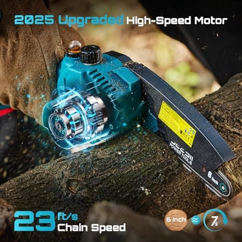SEESII Akku-Kettensäge 8000mAh 6 Zoll für Gartenarbeiten Handicraftenierte Holzschere