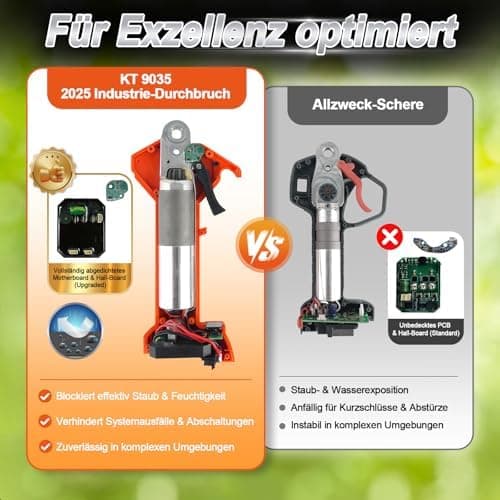 Kebtek 9035 Schnurlose Gartenschere 35mm für Kebtek 21V 2AH Akku - Professional, Leichtgewichtig und Heavy Duty