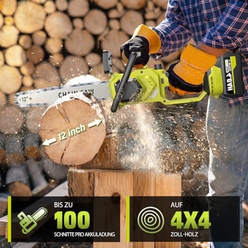 Akku Kettensäge 8000mAh 12"Für Garten, Akku Kettensäge mit Ölversorgung und Ersatzkette, Elektrische Holzschere