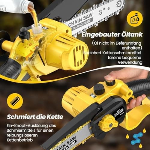 Mini Kettensäge Makita 18V Akku 8000mAh 1000W 8-Zoll & 6-Zoll Automatischer Ölversorgung