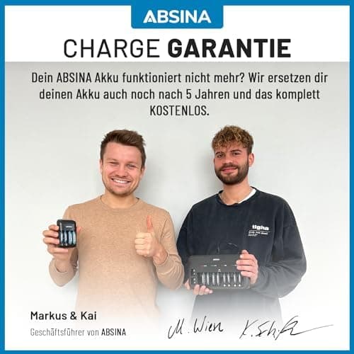 ABSINA 9V Blockbatterie NiMH wiederaufladbar mit min. 270mAh & 8,4V - Rechargeable Battery - E-Block Akku für Hausgebrau