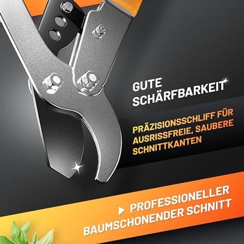 GRÜNTEK 6-fach verstellbare Astschere – ideal zum Stutzen von trockenem Holz – Rutschfeste Griffe
