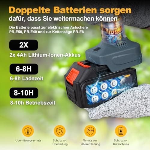 Prunarbo 50mm Elektrische Astschere 900W Starkes Schneiden Professional Kompatibel mit Makita 18V Akkus PR-E50  
Prunarb