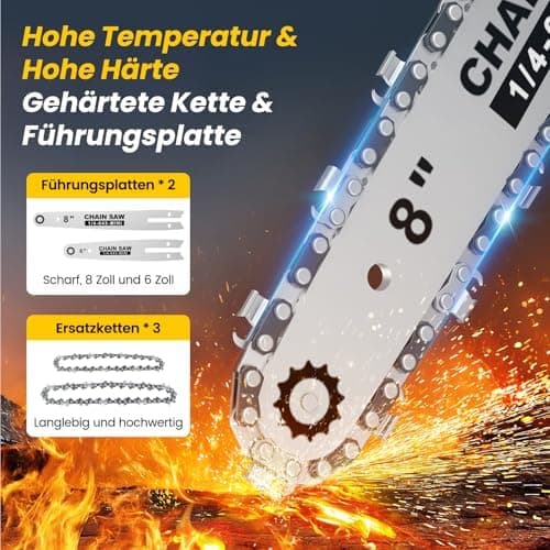Mini Kettensäge Makita 18V Akku 8000mAh 1000W 8-Zoll & 6-Zoll Automatischer Ölversorgung