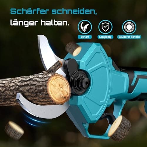 SEESII Akku Elektrische Gartenschere PS041Pro - 4,5 m Reichweite, 2x 4,0Ah Akkus, Brushless Motor, SK5 Klinge