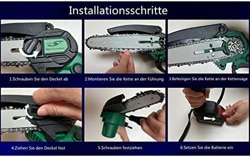 Mini Kettensäge mit Akku - 2-in-1 Kit, 6 Zoll Säge und Superleistung, perfekt für Gartenarbeiten - (2 Batterien, 2 Kette