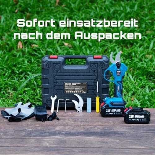 SEESII Akku Astschere CS440 – Bürstenloses elektrisches Gartengerät mit SK5-Klinge und 2 * 4000 mAh Akkus, für professio