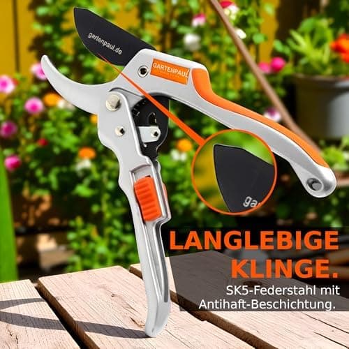 GARTENPAUL Premium Gartenschere mit Ratschenfunktion, robuste Profi-Qualität, 30 Jahre Qualität für Gartenfreunde