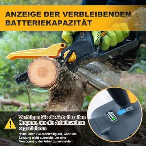 Prunarbo Akku-Kettensäge 900W Brushless PR-E8 - ideal für Gartenarbeit & Heimwerken & Holzbearbeitung 8" 2x |0Ah