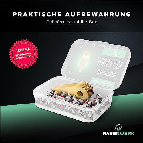 RASENWERK® Hochwertige Mährobotermesser für Bosch Indego - Universal Ersatzklingen - Titancarbid legierte Klingen, 36 St