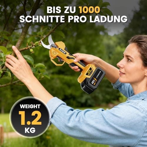 Akku Astschere mit 600W Motor - 2 x 21V 4000mAh Akkus - Geschenk für Männer und Frauen zu Valentinstag  
Bürstenlose Gar