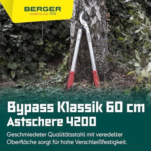 Berger Astschere Bypass Klassik 4200 Antihaftscharnier klingelos länglich Anschlagdämpfer 60cm