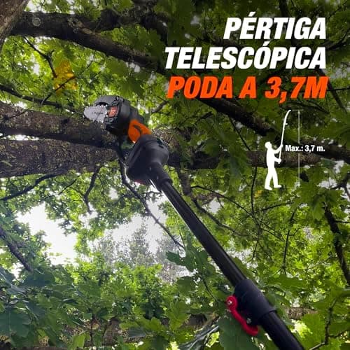 Altuna Akku-Gartenschere KitTitan - Elektrische Kettensäge + Elektrische Gartenschere + Teleskopstange 1,63 Meter + 2 Ak