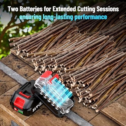 SeeSii Akku Baumschere - Langlebige Batterie mit 2x2000 mAh Kapazität - Bypass-Klingen - Für professionelle Gartenarbeit