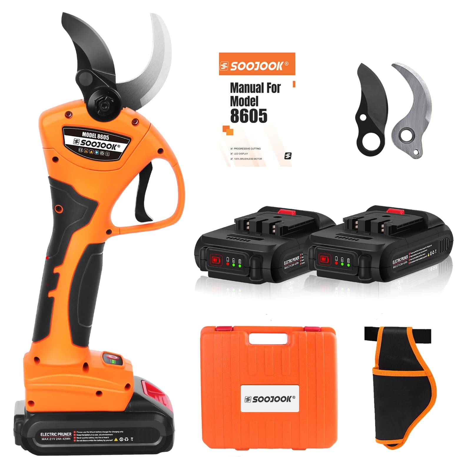 SOOJOOK Professional Akku Astschere 1050W 2x21V 2A für Profis und Amateure, Ideal für Gartenpflege in variousiven Bereic