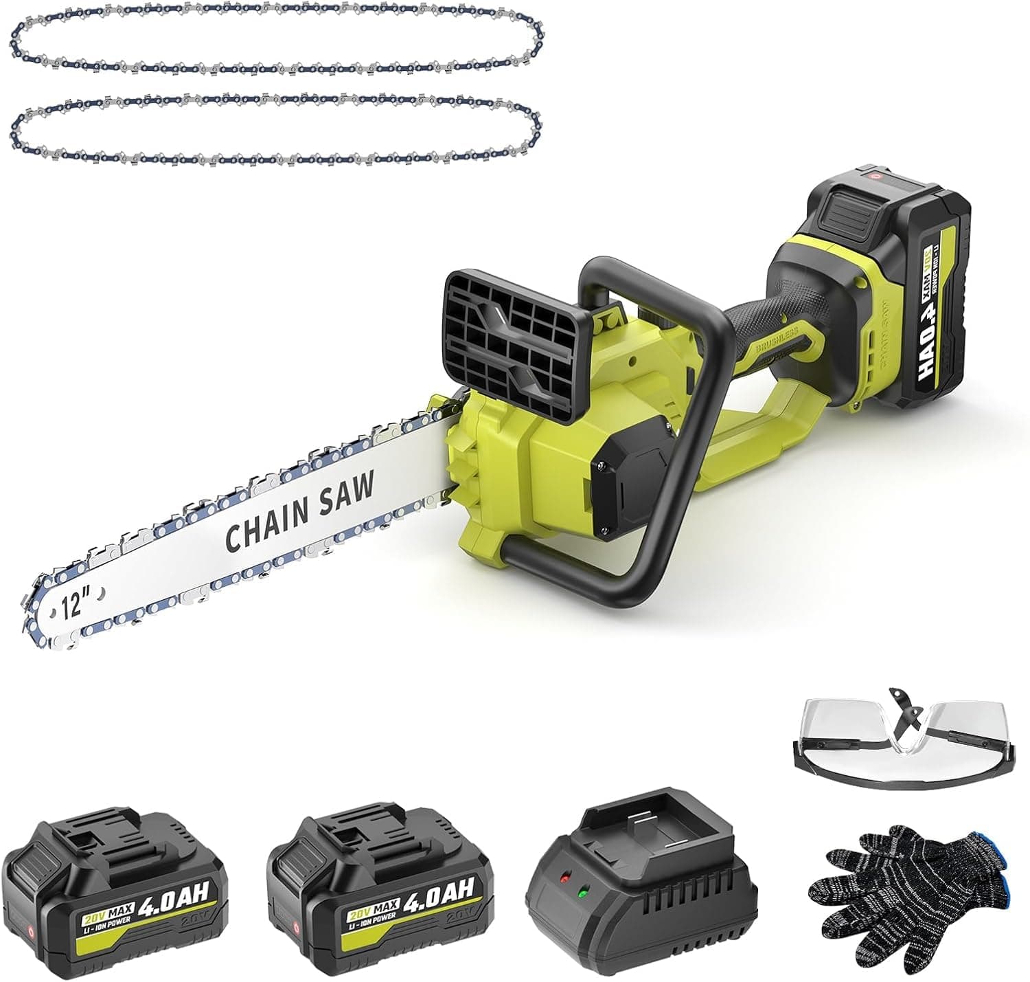 Akku Kettensäge 8000mAh 12"Für Garten, Akku Kettensäge mit Ölversorgung und Ersatzkette, Elektrische Holzschere