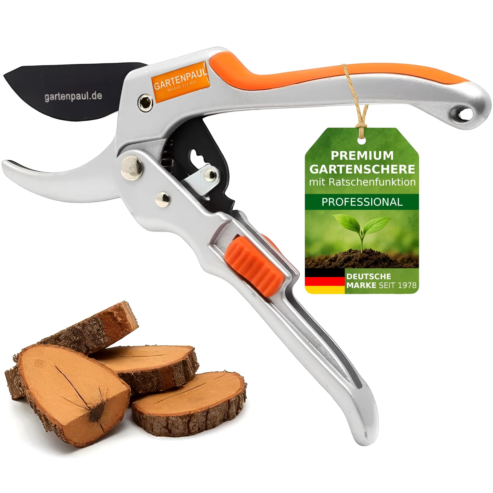 GARTENPAUL Premium Gartenschere mit Ratschenfunktion, robuste Profi-Qualität, 30 Jahre Qualität für Gartenfreunde