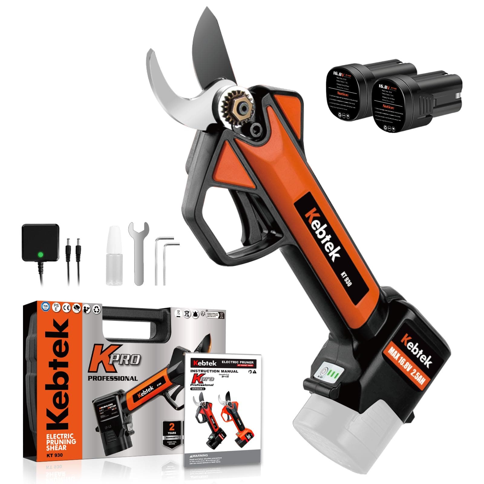 Kebtekprofessionelle Elektrische Gartenschere 16.8V Akku 30mm Schnittdurchmesser für Profis