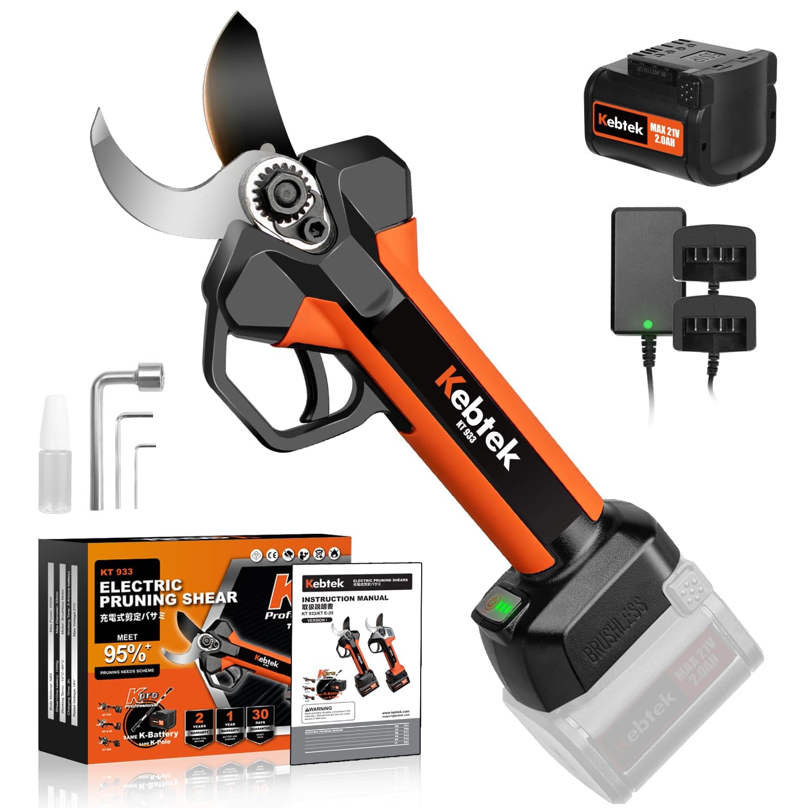 Professionelle Akku-Astschere 33MM Heavy Duty für Profis mit 2Ah Akkus und Bürstenloser Motor