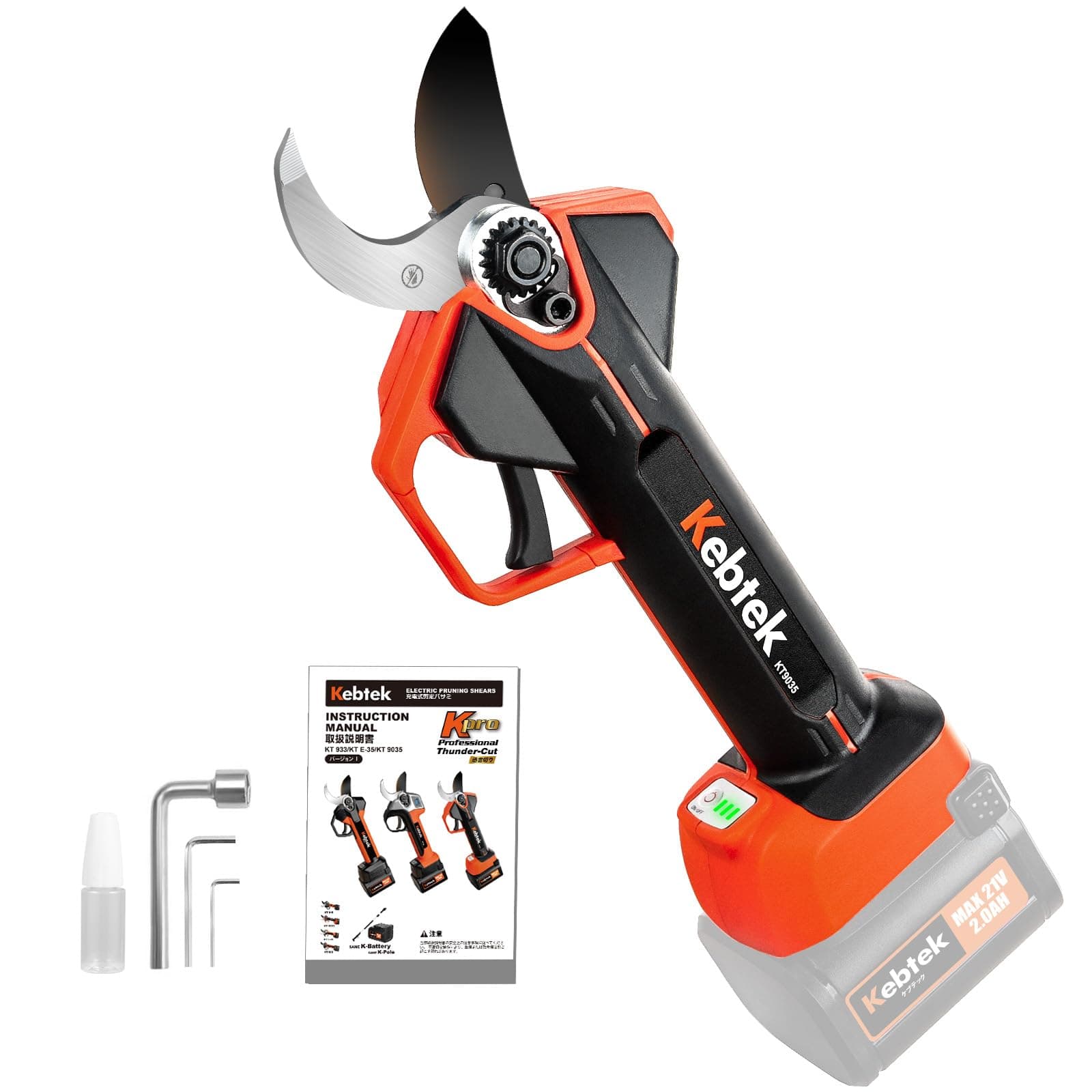 Kebtek 9035 Schnurlose Gartenschere 35mm für Kebtek 21V 2AH Akku - Professional, Leichtgewichtig und Heavy Duty