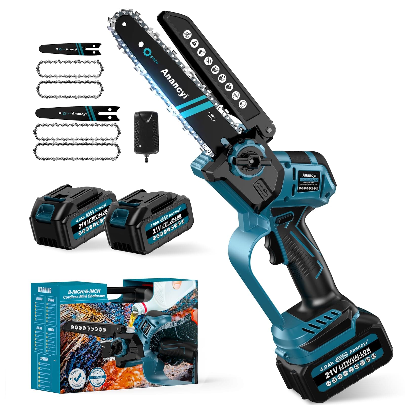 Akku-getriebene Mini-Kettensäge 6&8 Zoll für Gartenarbeiten Holzschnitte