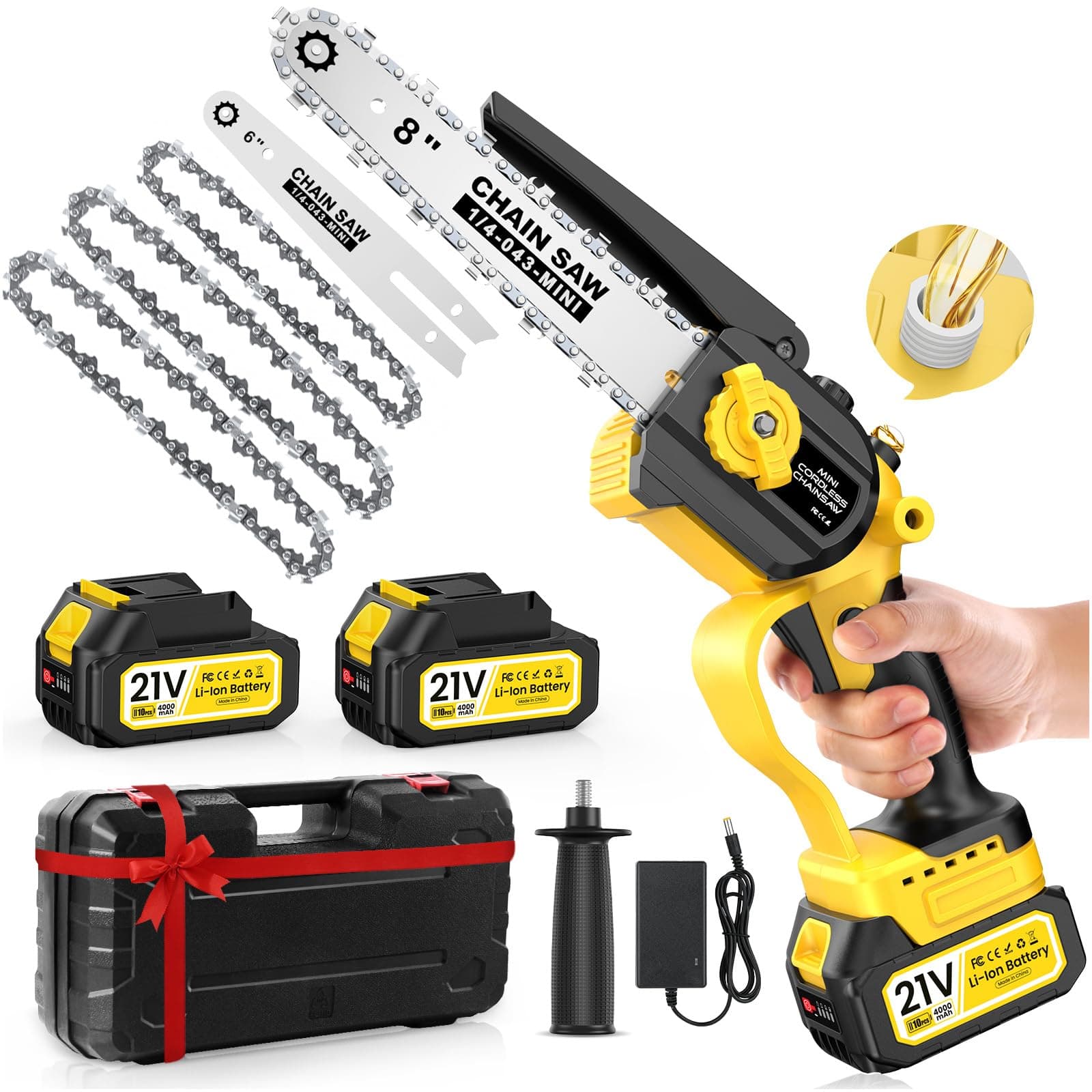 Mini Kettensäge Makita 18V Akku 8000mAh 1000W 8-Zoll & 6-Zoll Automatischer Ölversorgung