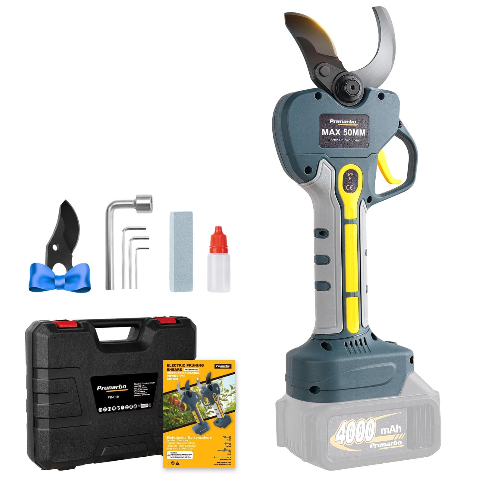 Prunarbo Akku-Astschere 50MM - Elektrische Gartenschere für Gärten, Äste & Obstbäume - Makita Kompatibel - Ohne Akku & L